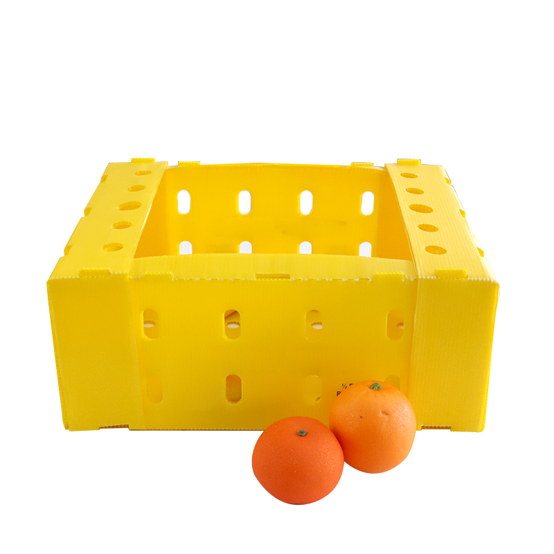 Yellow corrugated plastic boxes